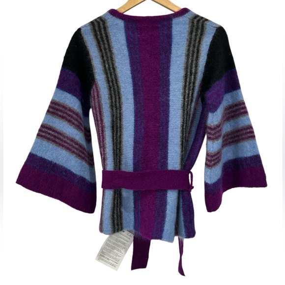NWT ANTIK BATIK Moya Belted Brushed Intarsia Mohair-Blend Cardigan in Purple - S - Picture 4 of 13